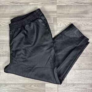 Eloquii Faux Leather Pull On Stretch Straight Leg Pants Black sz 22